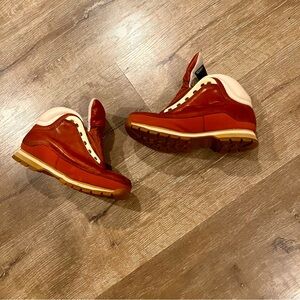 Mens Timberland Boots ACT Leather Hiking Trail Ankle Boots Size 6.5 Brick Red